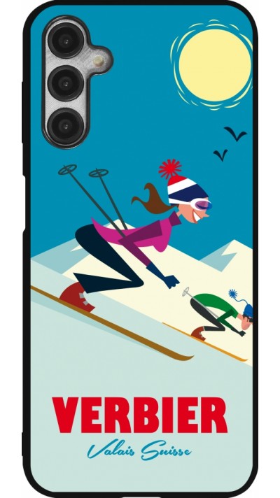 Coque Samsung Galaxy A14 5G - Silicone rigide noir Verbier Ski Downhill