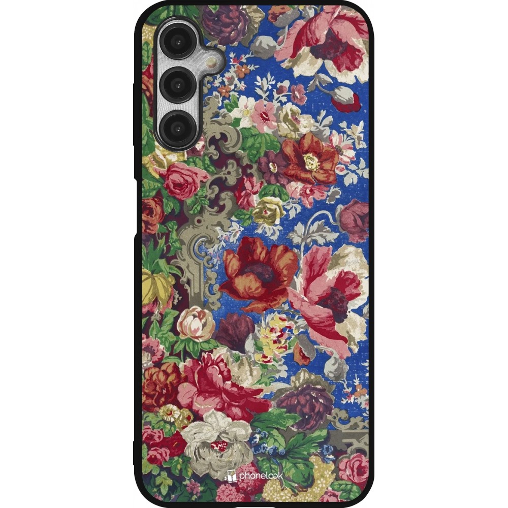 Samsung Galaxy A14 5G Case Hülle - Silikon schwarz Vintage Art Flowers