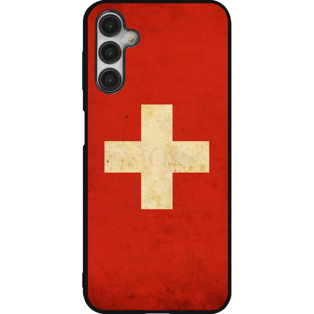 Coque Samsung Galaxy A14 5G - Silicone rigide noir Vintage Flag SWISS