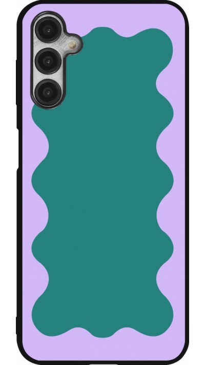Coque Samsung Galaxy A14 5G - Silicone rigide noir Wavy Rectangle Green Purple