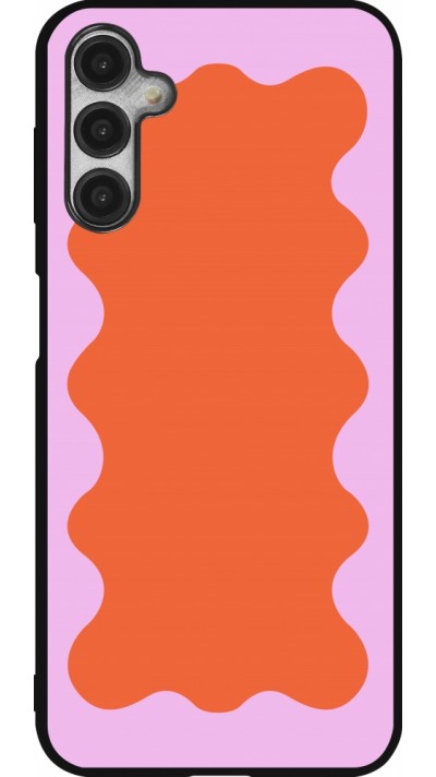 Coque Samsung Galaxy A14 5G - Silicone rigide noir Wavy Rectangle Orange Pink