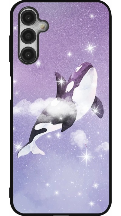 Coque Samsung Galaxy A14 5G - Silicone rigide noir Whale in sparking stars