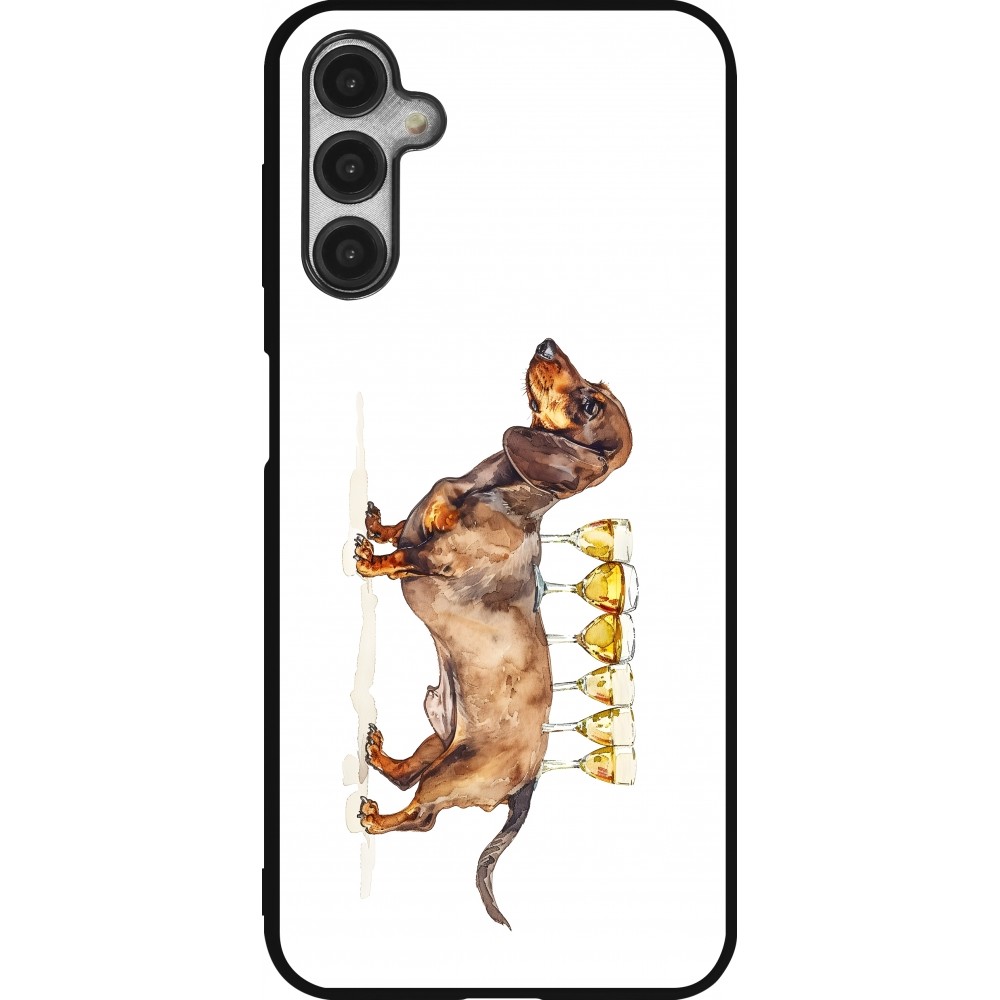 Coque Samsung Galaxy A14 5G - Silicone rigide noir Wine Teckel