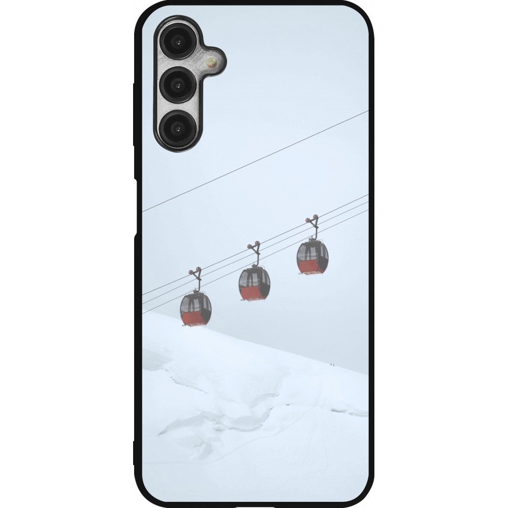 Coque Samsung Galaxy A14 5G - Silicone rigide noir Winter 22 ski lift
