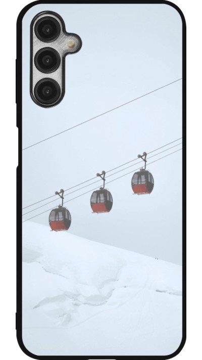 Coque Samsung Galaxy A14 5G - Silicone rigide noir Winter 22 ski lift