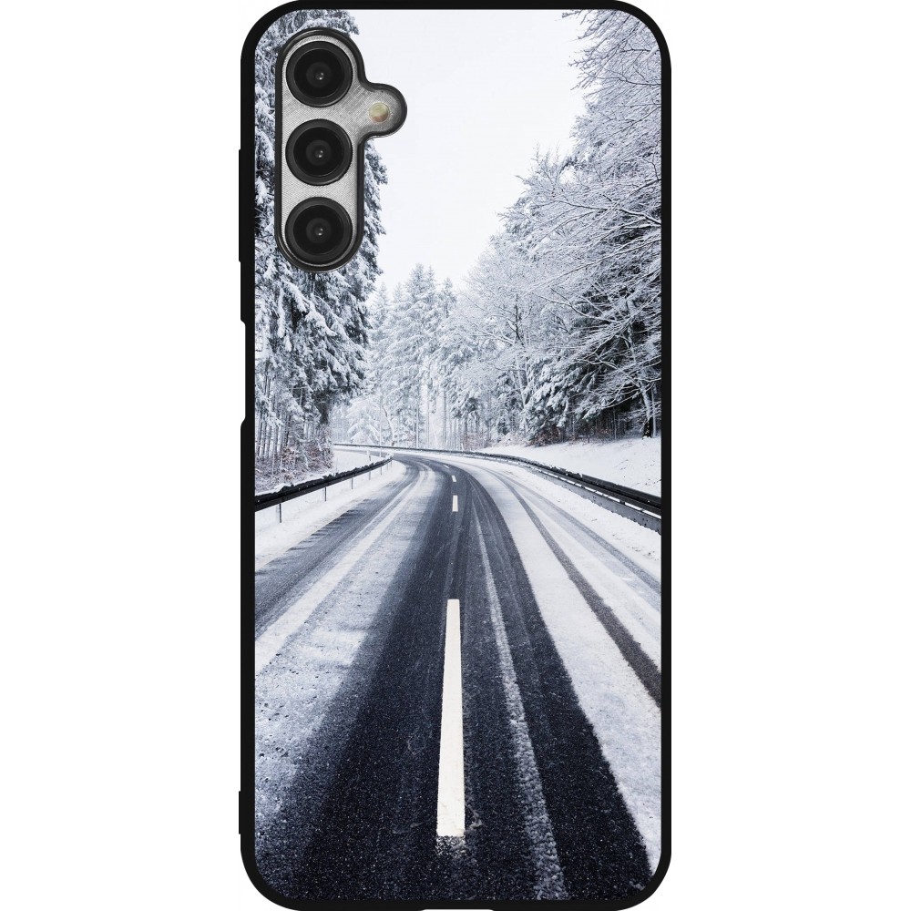 Samsung Galaxy A14 5G Case Hülle - Silikon schwarz Winter 22 Snowy Road