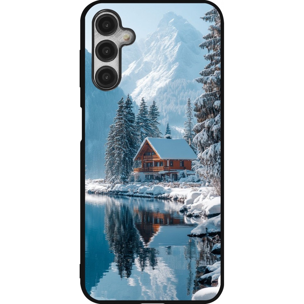 Coque Samsung Galaxy A14 5G - Silicone rigide noir Winter 25 Winter house forest day