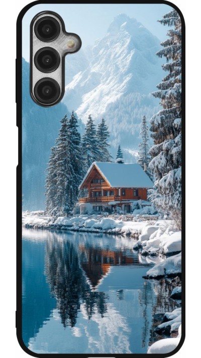Coque Samsung Galaxy A14 5G - Silicone rigide noir Winter 25 Winter house forest day