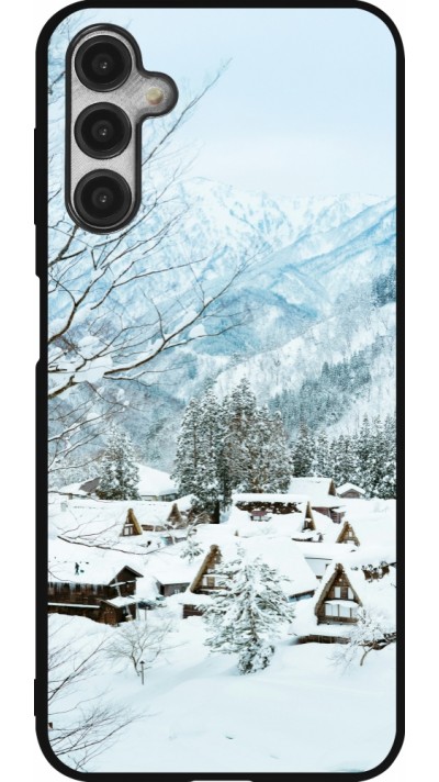 Coque Samsung Galaxy A14 5G - Silicone rigide noir Winter 25 Winter snowy landscape