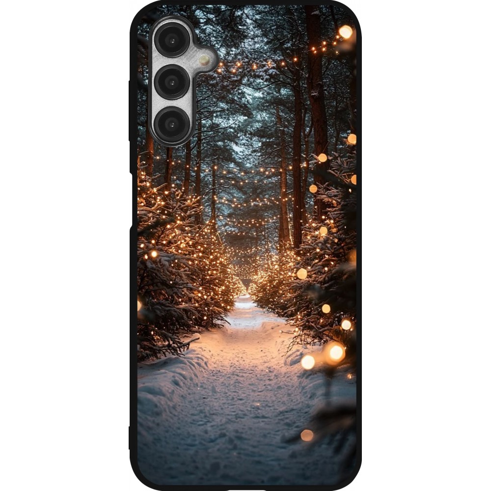 Coque Samsung Galaxy A14 5G - Silicone rigide noir Winter 25 Winter snowy road