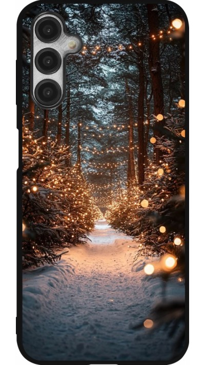 Coque Samsung Galaxy A14 5G - Silicone rigide noir Winter 25 Winter snowy road