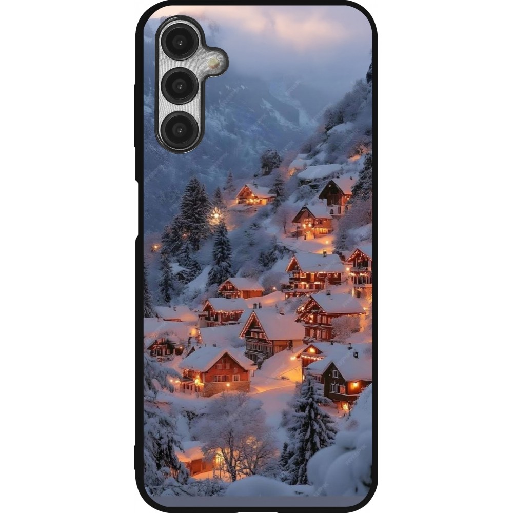 Coque Samsung Galaxy A14 5G - Silicone rigide noir Winter 25 Winter snowy village