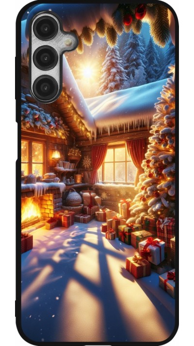 Coque Samsung Galaxy A14 5G - Silicone rigide noir Noël Chalet Féerie