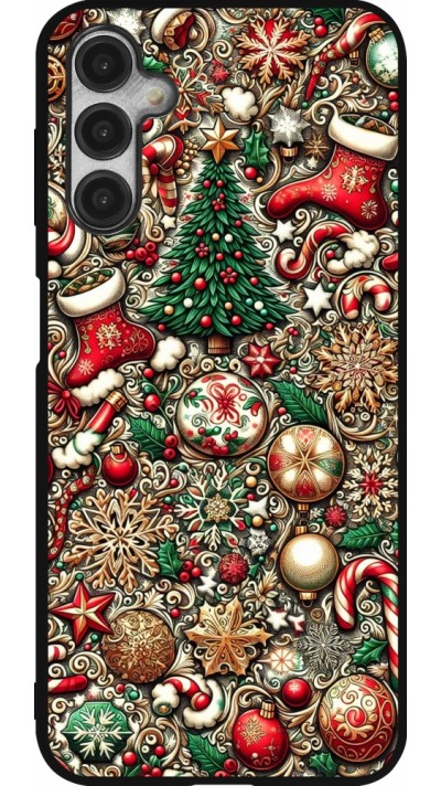 Coque Samsung Galaxy A14 5G - Silicone rigide noir Noël 2023 micro pattern