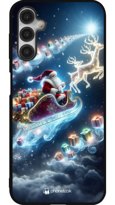 Coque Samsung Galaxy A14 5G - Silicone rigide noir Noël 2023 Père Noël enchanté