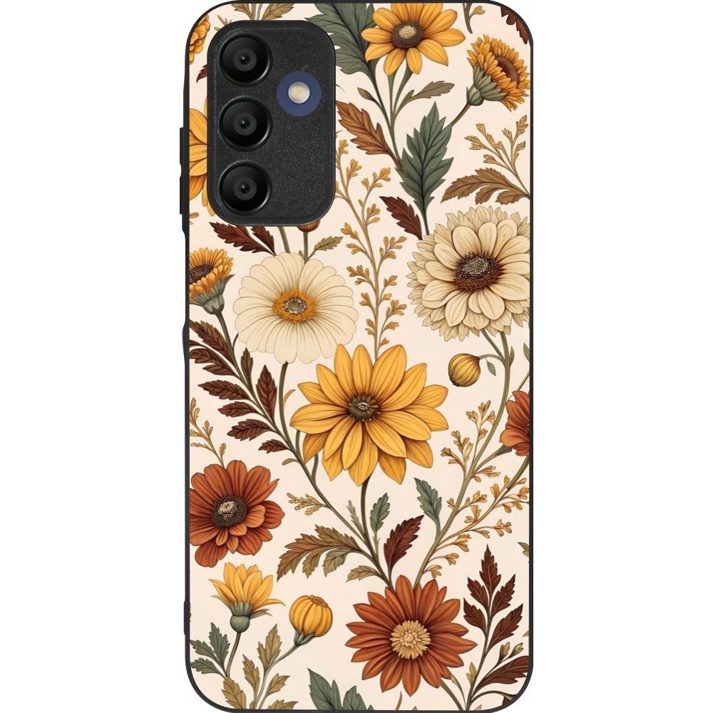Samsung Galaxy A15 Case Hülle - Silikon schwarz Autumn 25 Flower pattern