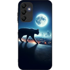 Samsung Galaxy A15 Case Hülle - Silikon schwarz Schwarze Katze unter dem Vollmond