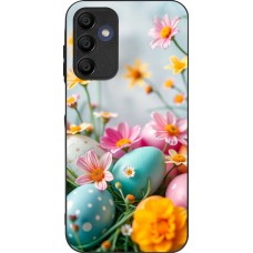 Coque Samsung Galaxy A15 - Silicone rigide noir Easter 2026 Eggs with flowers