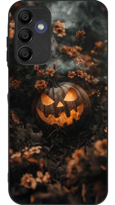Samsung Galaxy A15 Case Hülle - Silikon schwarz Halloween 2025 Pumpkin with flowers