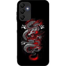 Coque Samsung Galaxy A15 - Silicone rigide noir Japanese style Dragon Tattoo Red Black