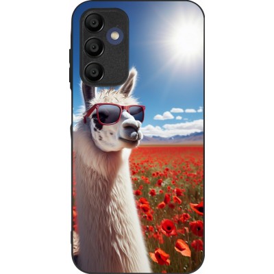 Samsung Galaxy A15 Case Hülle - Silikon schwarz Lama Chic in Mohnblume