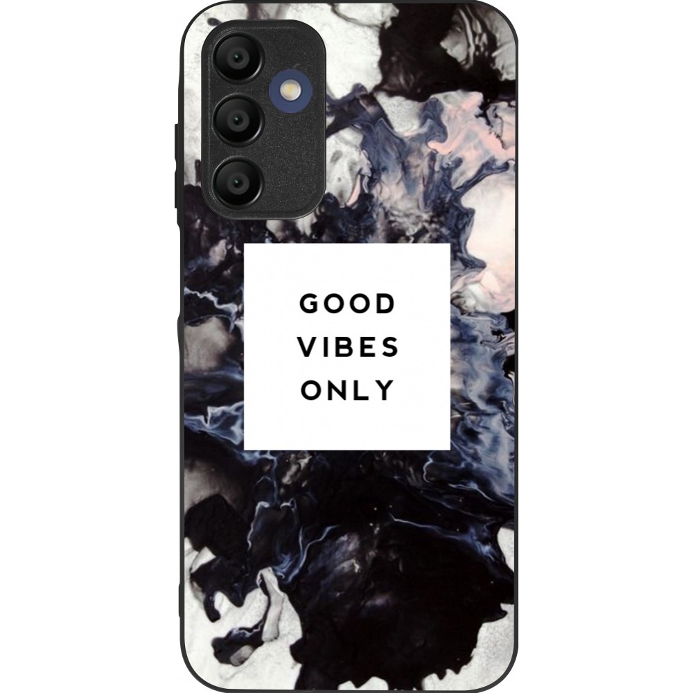 Coque Samsung Galaxy A15 - Silicone rigide noir Marble Good Vibes Only