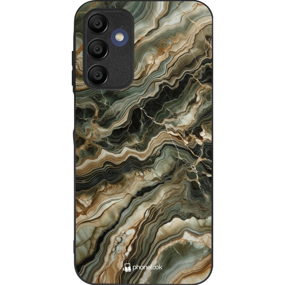 Coque Samsung Galaxy A15 - Silicone rigide noir Marbre Olive