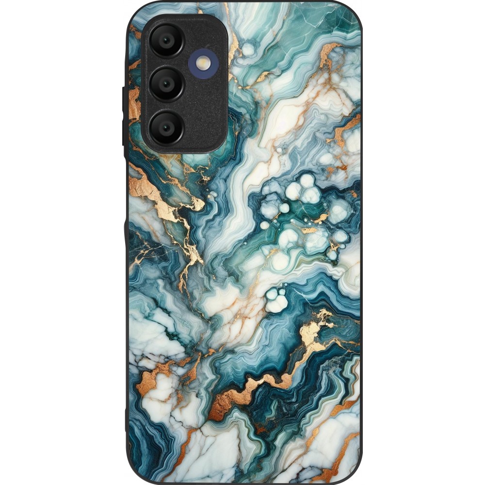 Coque Samsung Galaxy A15 - Silicone rigide noir Marbre Vert Bleu Doré