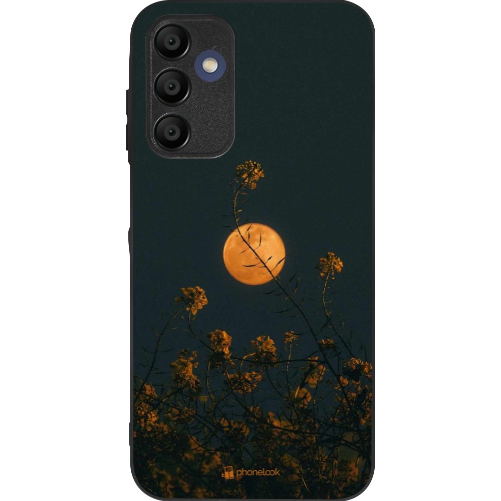 Coque Samsung Galaxy A15 - Silicone rigide noir Moon Flowers