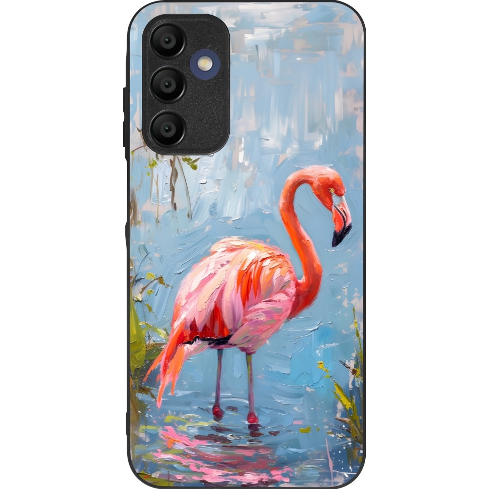 Samsung Galaxy A15 Case Hülle - Silikon schwarz Paint Flamingo