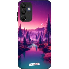 Coque Samsung Galaxy A15 - Silicone rigide noir Paysage Violet-Rose