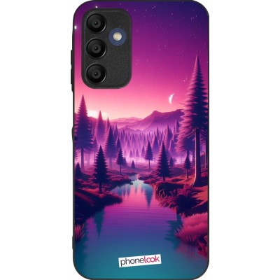 Coque Samsung Galaxy A15 - Silicone rigide noir Paysage Violet-Rose