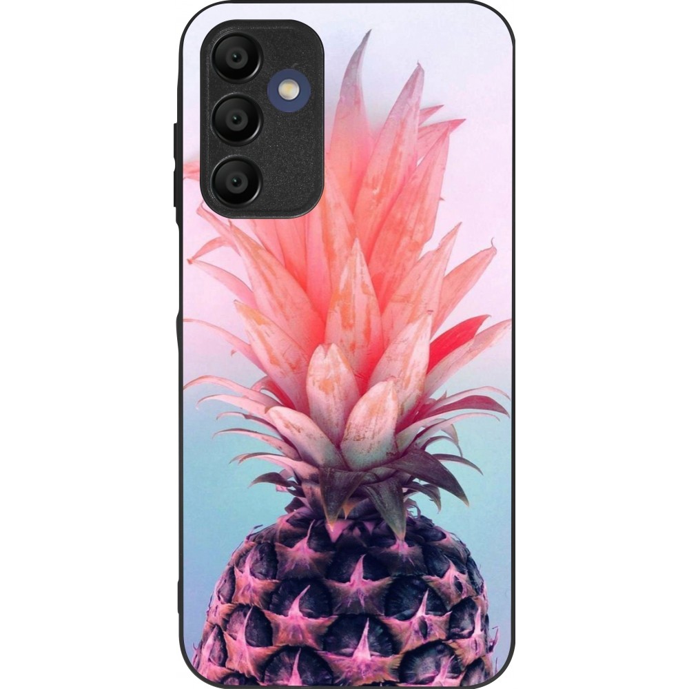 Samsung Galaxy A15 Case Hülle - Silikon schwarz Purple Pink Pineapple