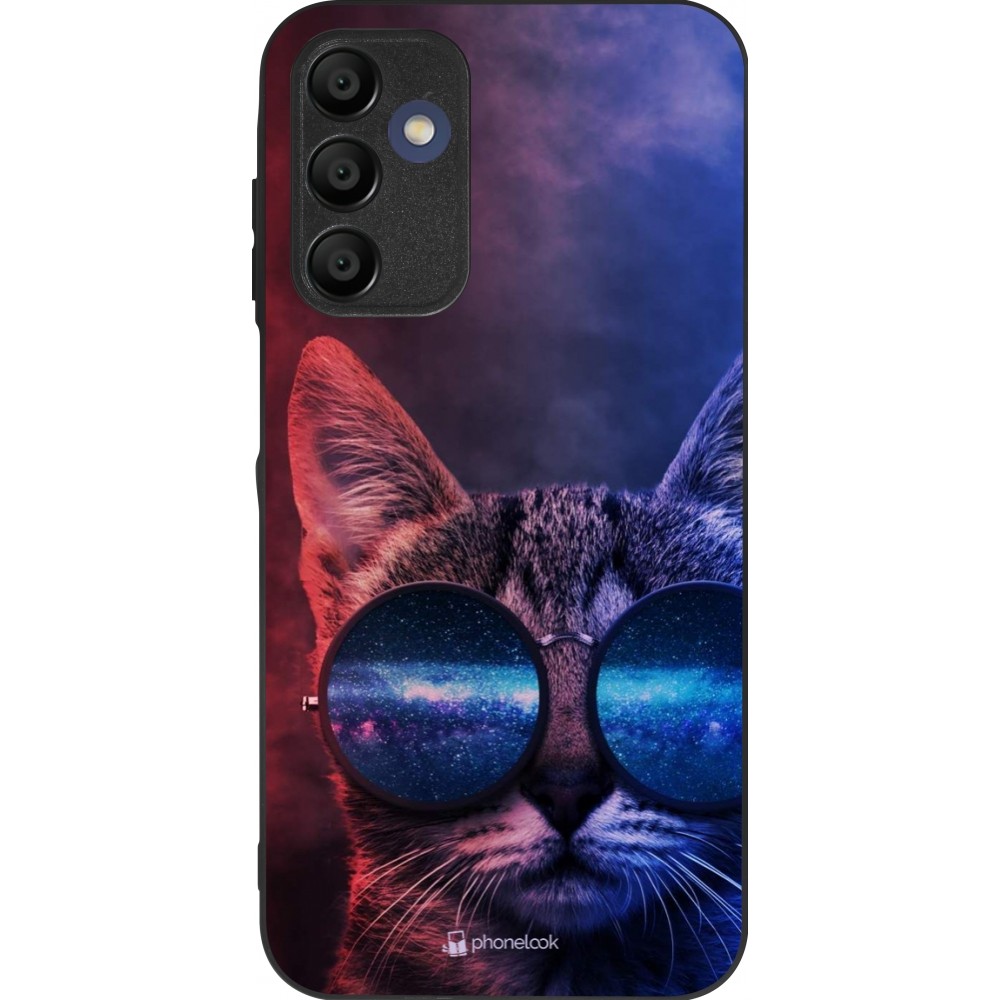 Samsung Galaxy A15 Case Hülle - Silikon schwarz Red Blue Cat Glasses