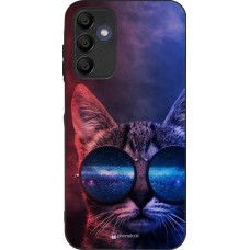Samsung Galaxy A15 Case Hülle - Silikon schwarz Red Blue Cat Glasses