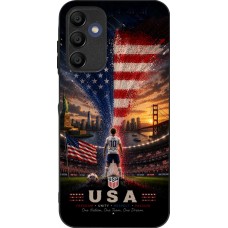 Coque Samsung Galaxy A15 - Silicone rigide noir Football États-Unis splash 2026
