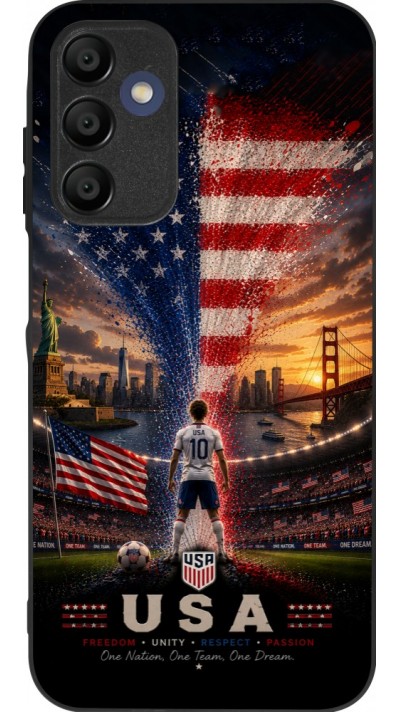Coque Samsung Galaxy A15 - Silicone rigide noir Football États-Unis splash 2026