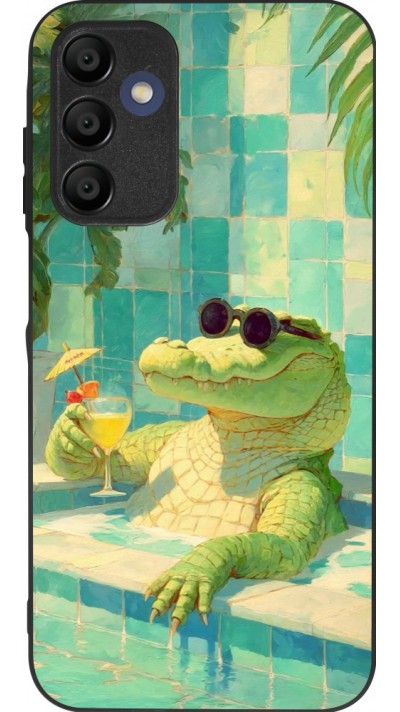 Samsung Galaxy A15 Case Hülle - Silikon schwarz Crocodile in the swimming pool Summer 2026