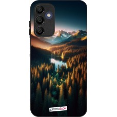 Samsung Galaxy A15 Case Hülle - Silikon schwarz Sonnenuntergang Waldsee