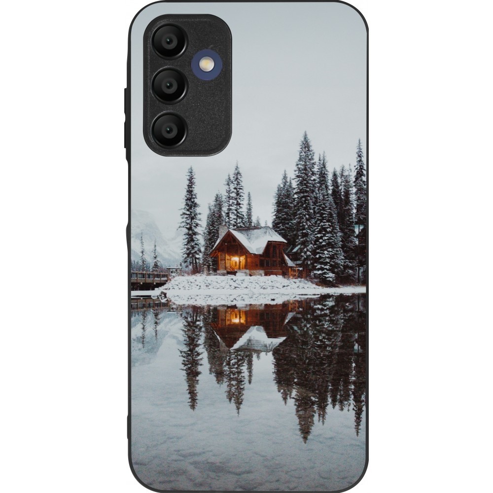 Coque Samsung Galaxy A15 - Silicone rigide noir Winter 25 Winter house forest afternoon
