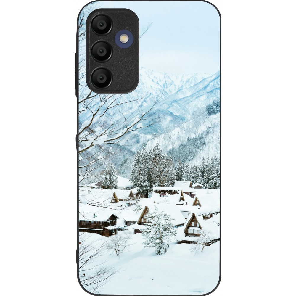 Coque Samsung Galaxy A15 - Silicone rigide noir Winter 25 Winter snowy landscape