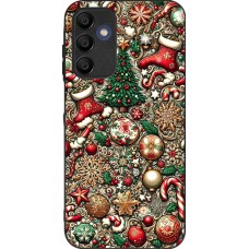 Coque Samsung Galaxy A15 - Silicone rigide noir Noël 2023 micro pattern