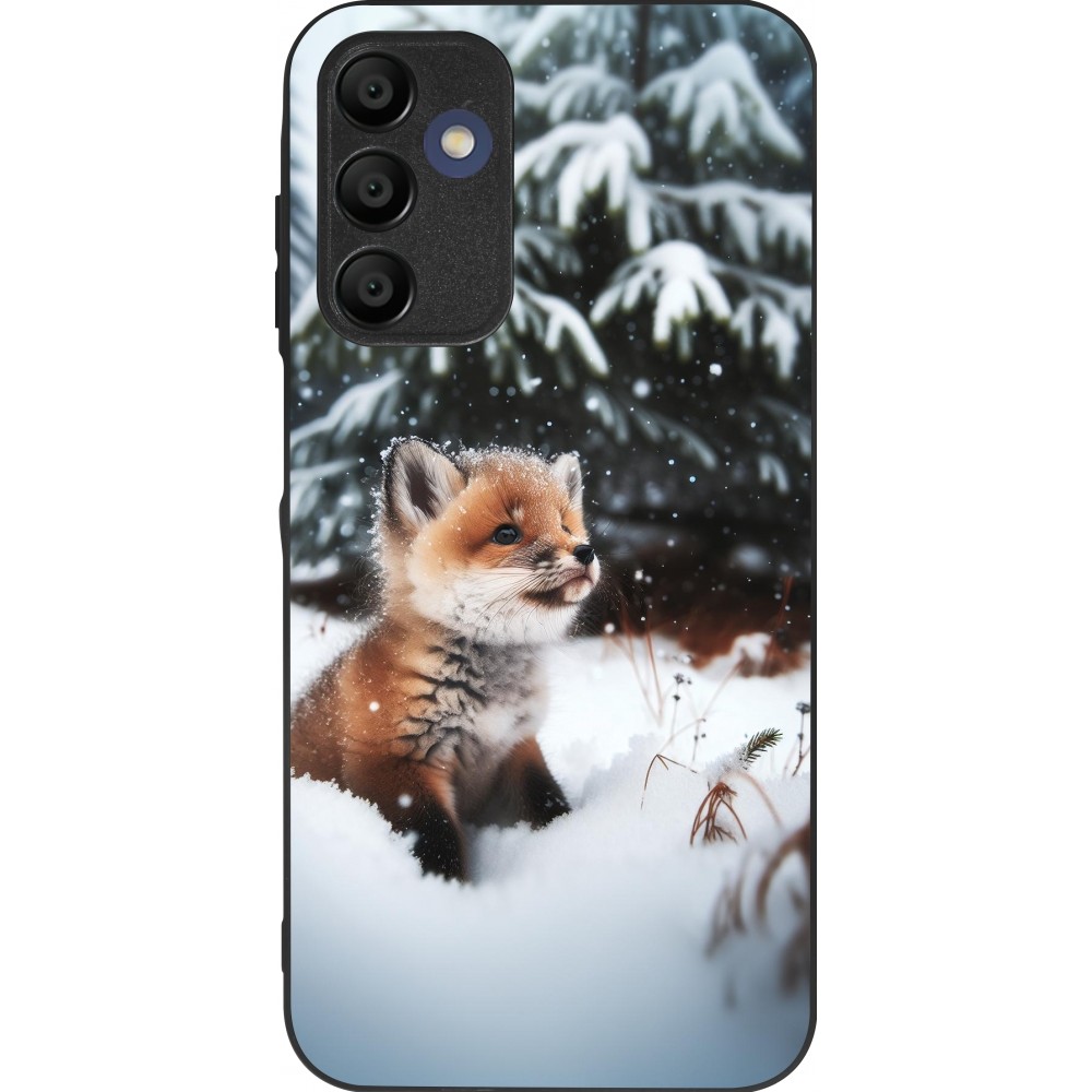 Coque Samsung Galaxy A15 - Silicone rigide noir Noël 2023 Renardeau sapin
