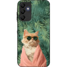 Samsung Galaxy A16 Case Hülle - Silikon schwarz Cat Summer Palms