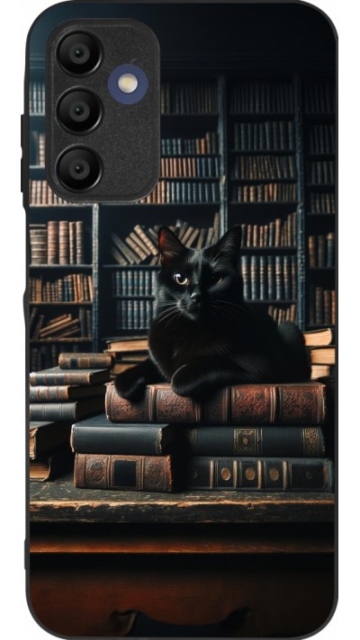 Samsung Galaxy A16 Case Hülle - Silikon schwarz Katze Bücher dunkel