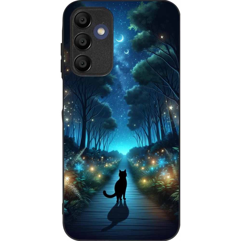 Samsung Galaxy A16 Case Hülle - Silikon schwarz Schwarze Katze Spaziergang