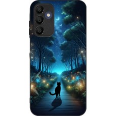 Samsung Galaxy A16 Case Hülle - Silikon schwarz Schwarze Katze Spaziergang