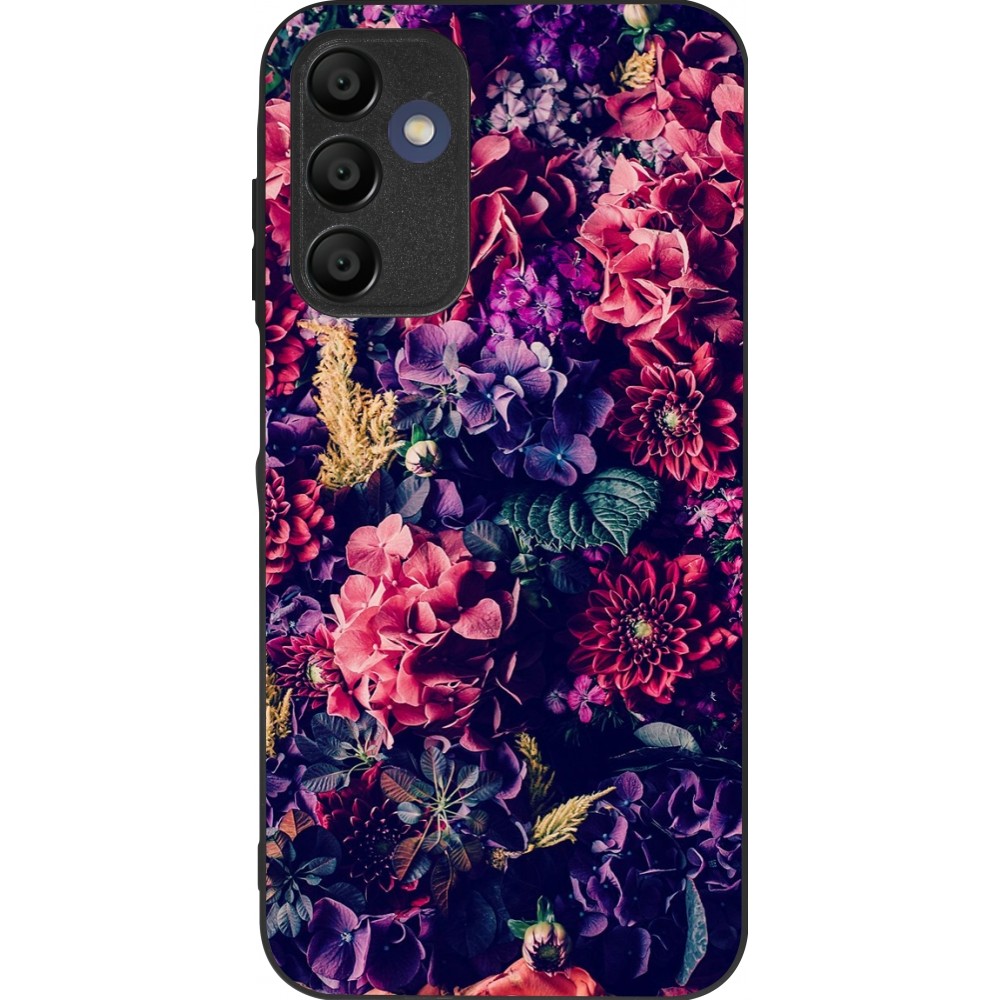 Coque Samsung Galaxy A16 - Silicone rigide noir Flowers Dark