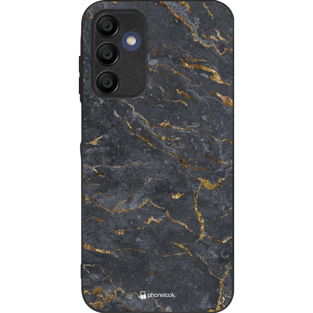Coque Samsung Galaxy A16 - Silicone rigide noir Grey Gold Marble