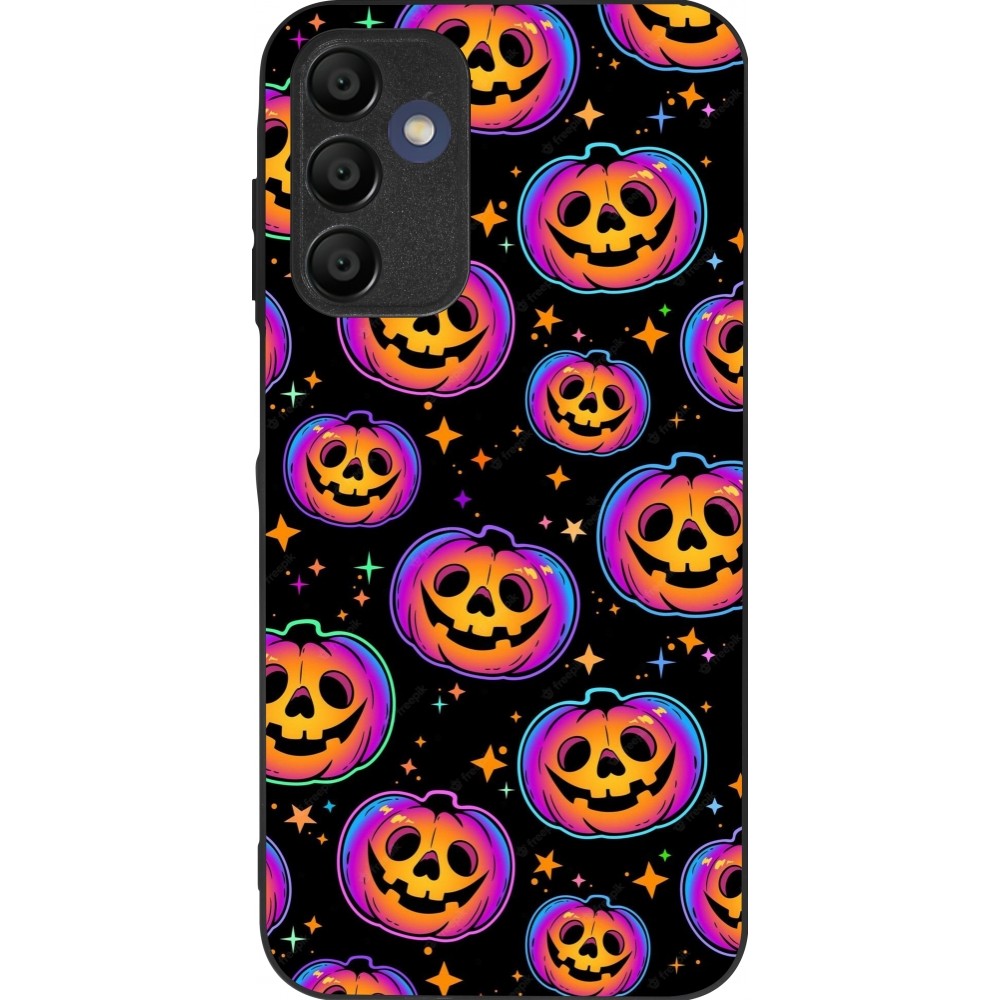 Coque Samsung Galaxy A16 - Silicone rigide noir Halloween 2024 rainbow pumpkins